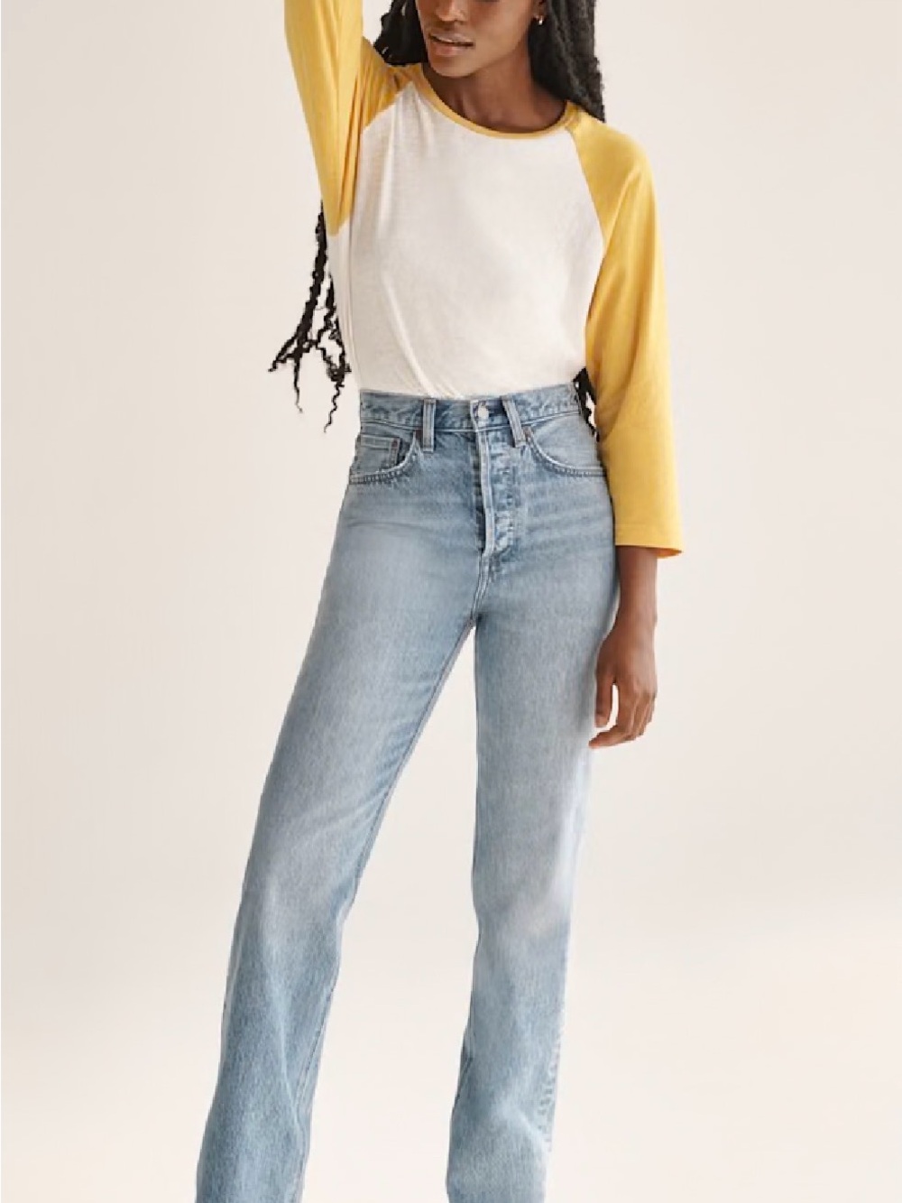 Denim Forum Light Blue High-Rise Relaxed Jeans